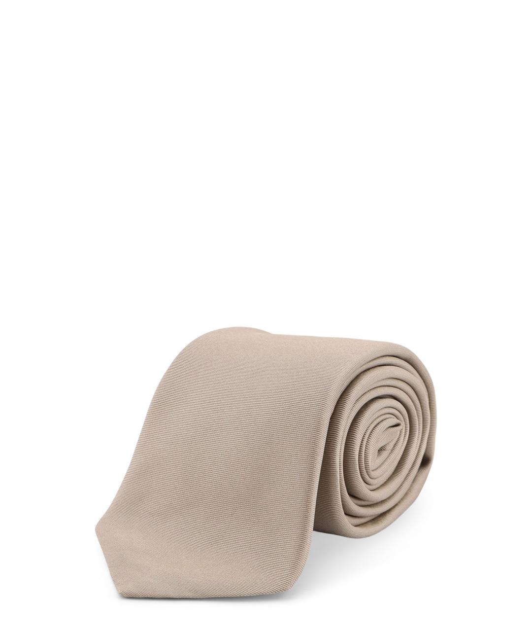 GIORGIO ARMANI Бежевый шелковый галстук, фото 2