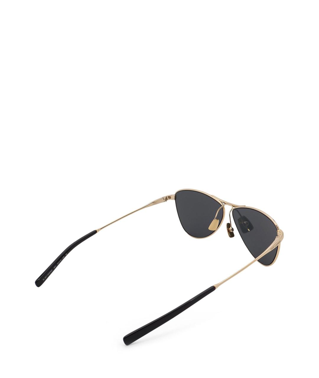 SAINT LAURENT Золотые металлические солнцезащитные очки, фото 3