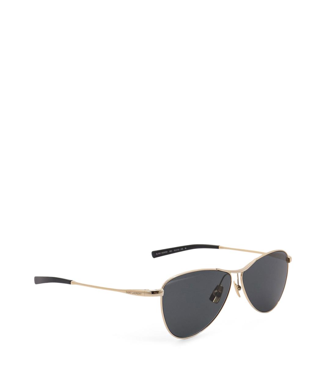 SAINT LAURENT Золотые металлические солнцезащитные очки, фото 1