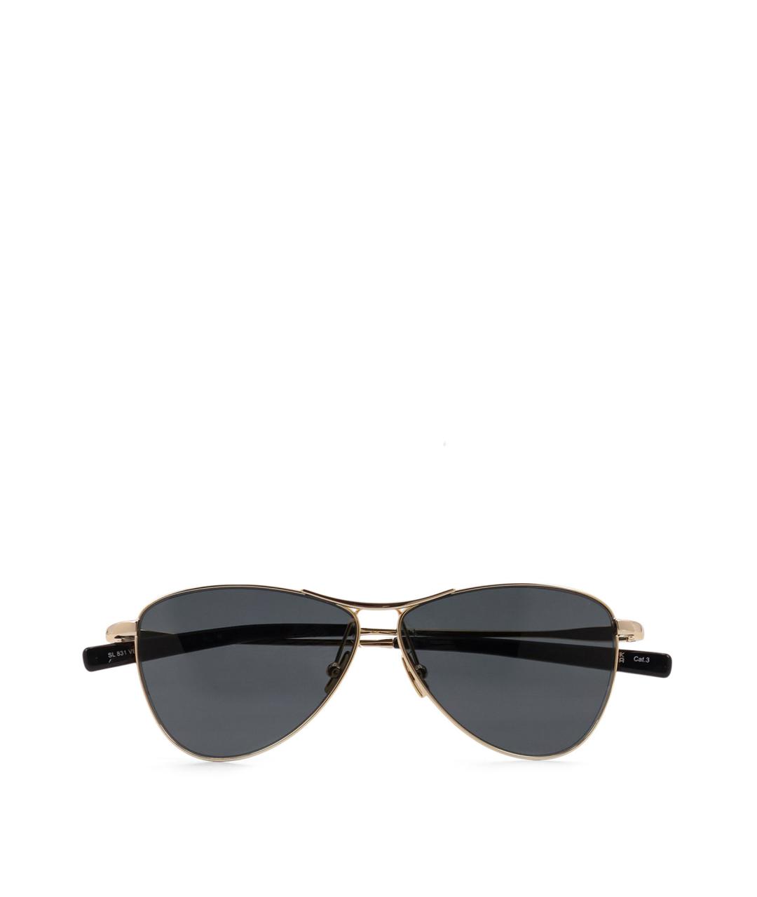 SAINT LAURENT Золотые металлические солнцезащитные очки, фото 2