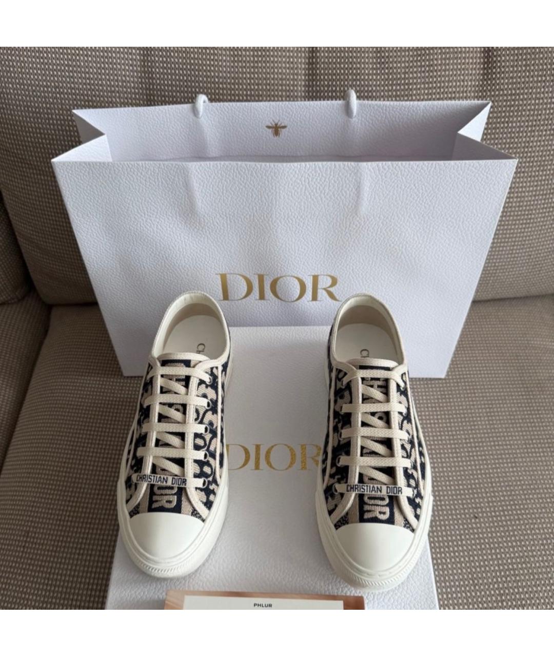 CHRISTIAN DIOR Бежевые текстильные кеды, фото 3