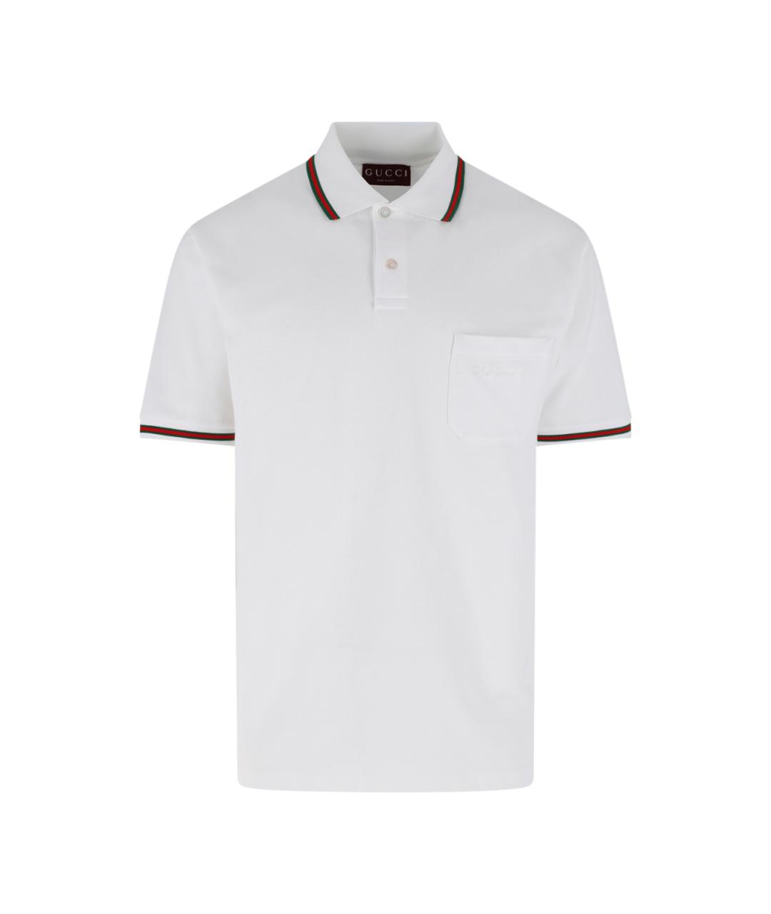 GUCCI Белое хлопковое поло с коротким рукавом, фото 1