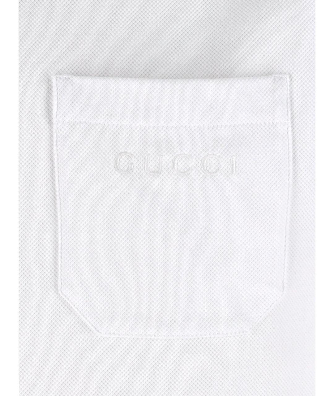 GUCCI Белое хлопковое поло с коротким рукавом, фото 3