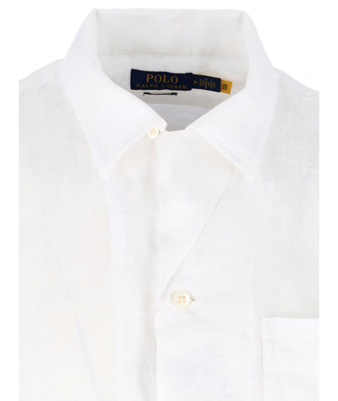 POLO RALPH LAUREN Белая льняная кэжуал рубашка, фото 3