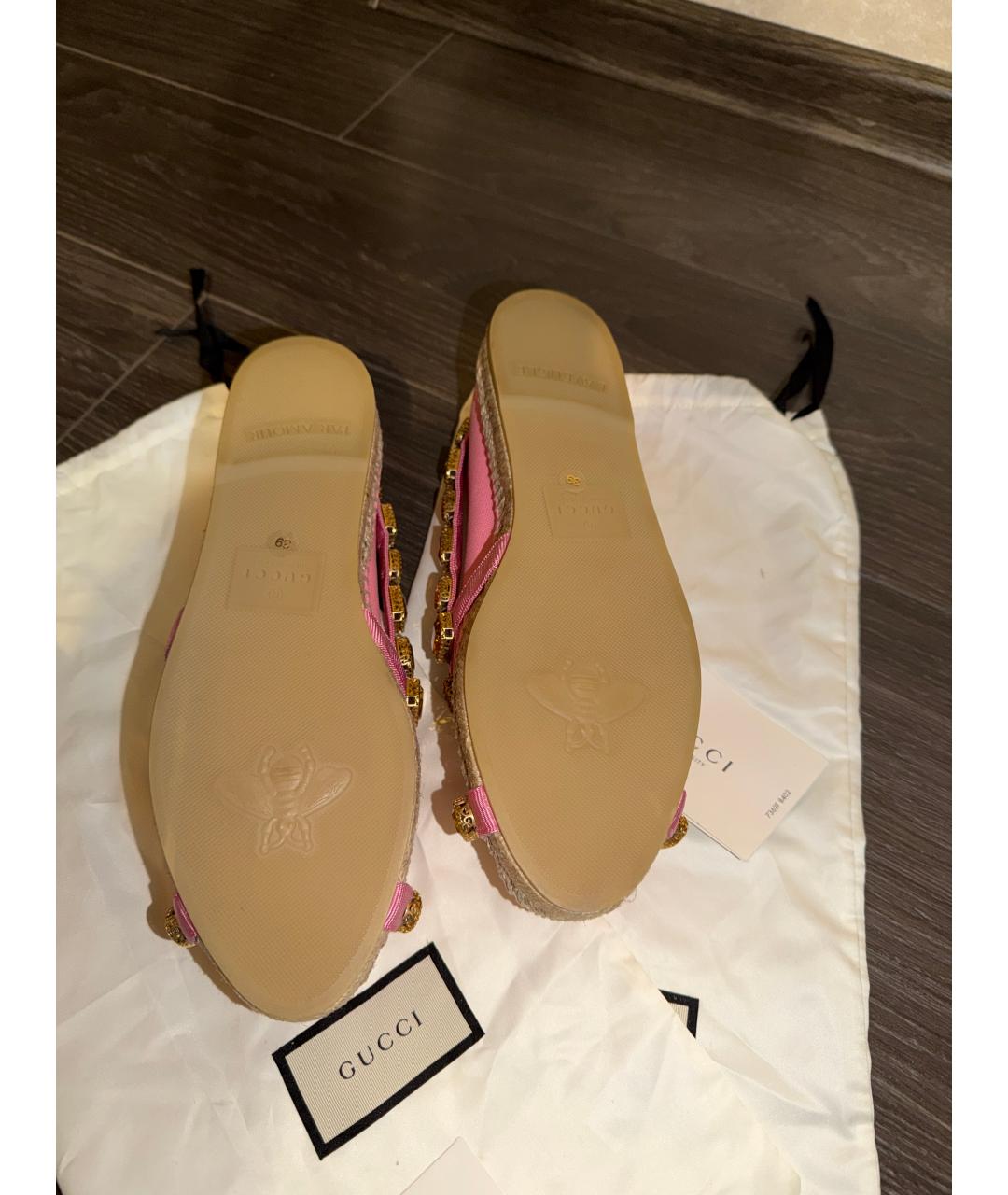 GUCCI Розовые текстильные эспадрильи, фото 5