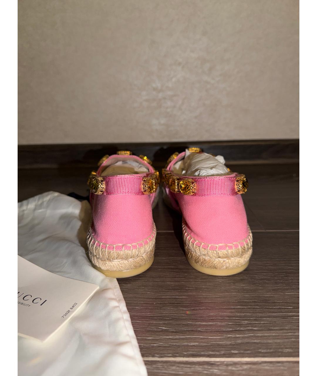 GUCCI Розовые текстильные эспадрильи, фото 4