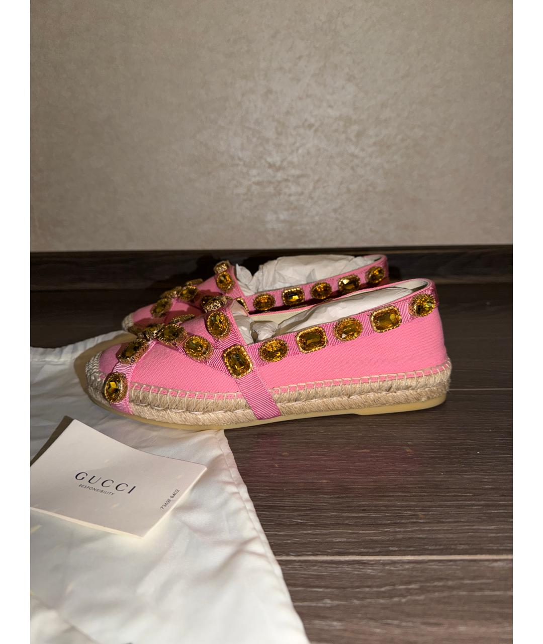 GUCCI Розовые текстильные эспадрильи, фото 8
