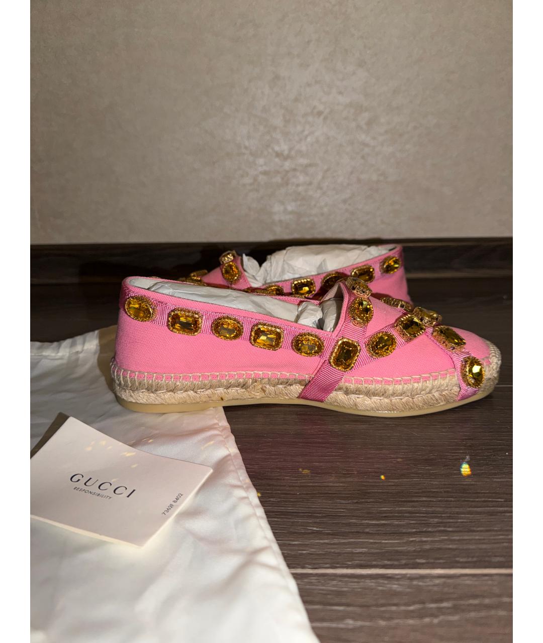 GUCCI Розовые текстильные эспадрильи, фото 7