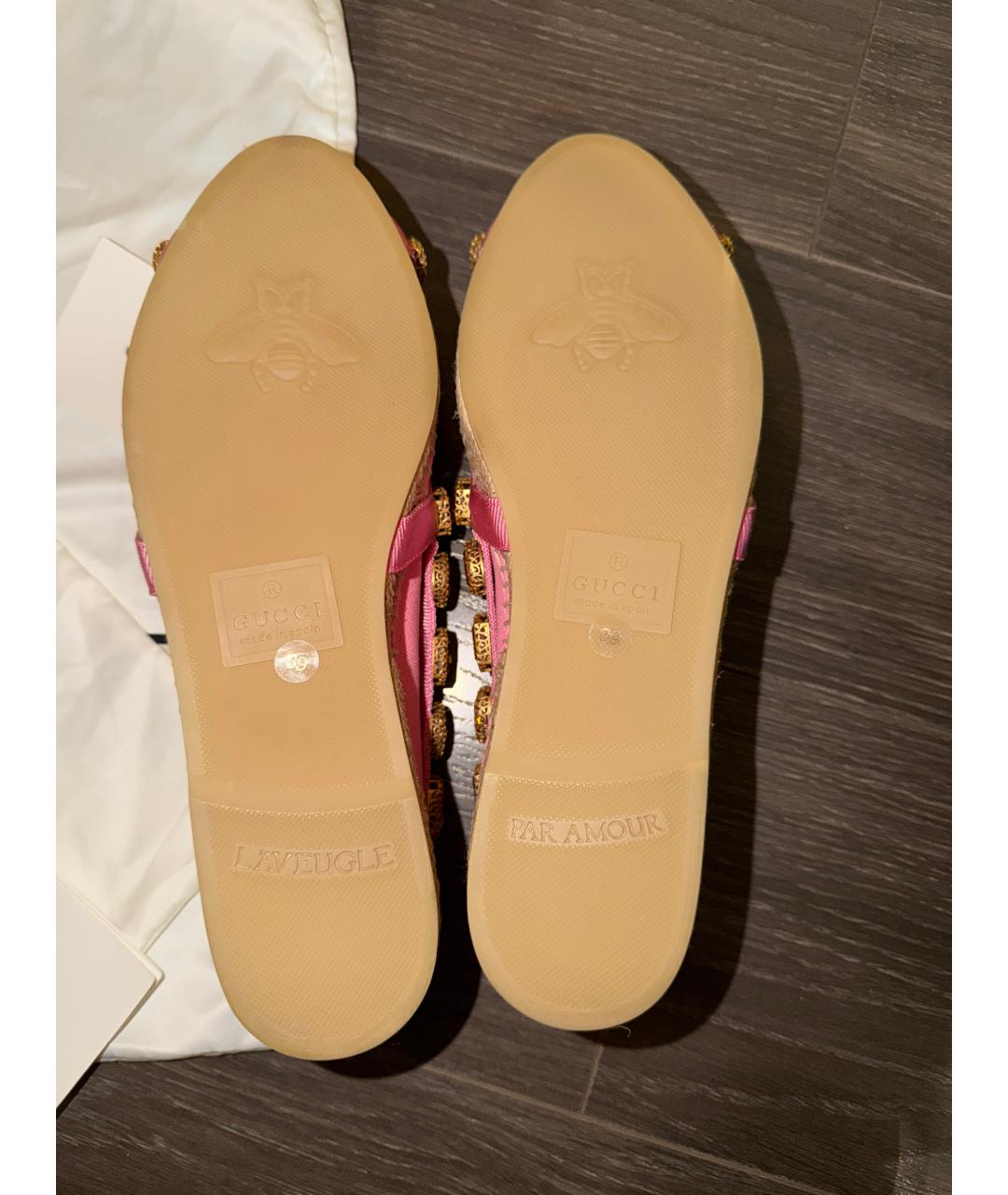 GUCCI Розовые текстильные эспадрильи, фото 6