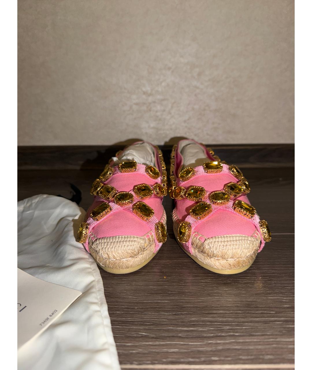 GUCCI Розовые текстильные эспадрильи, фото 2