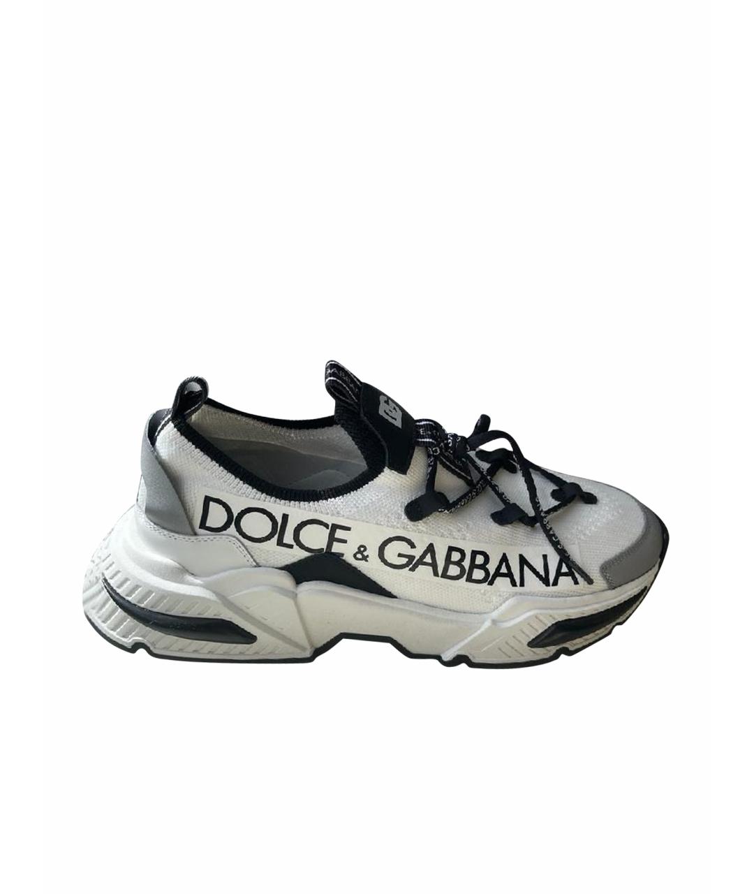 DOLCE&GABBANA Белые текстильные кроссовки, фото 1