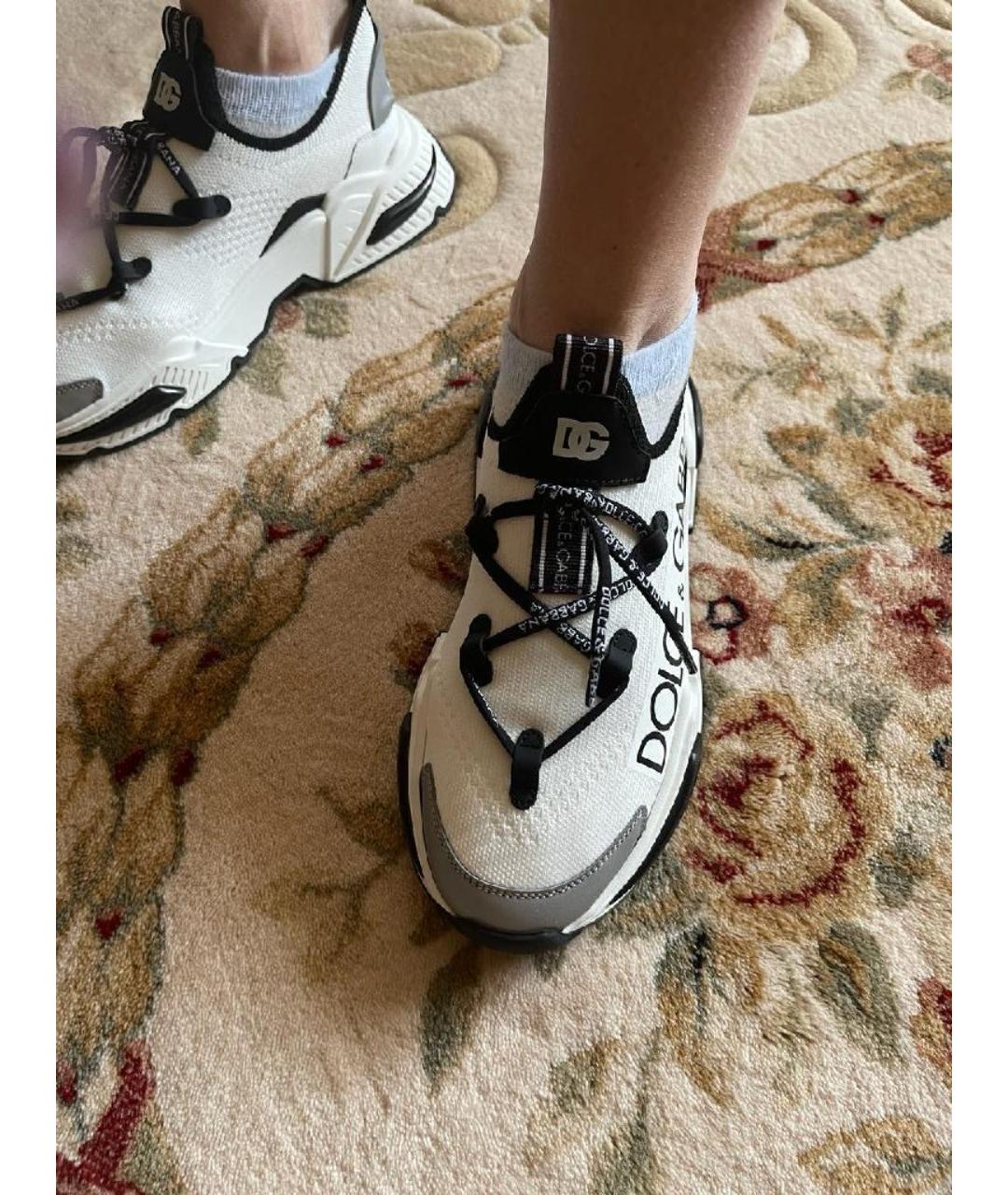DOLCE&GABBANA Белые текстильные кроссовки, фото 2