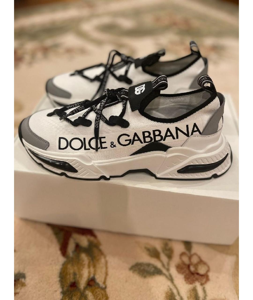 DOLCE&GABBANA Белые текстильные кроссовки, фото 6