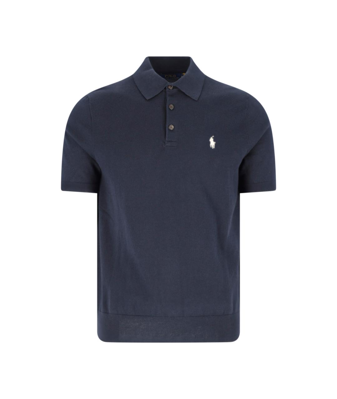 POLO RALPH LAUREN Синее хлопковое поло с коротким рукавом, фото 1