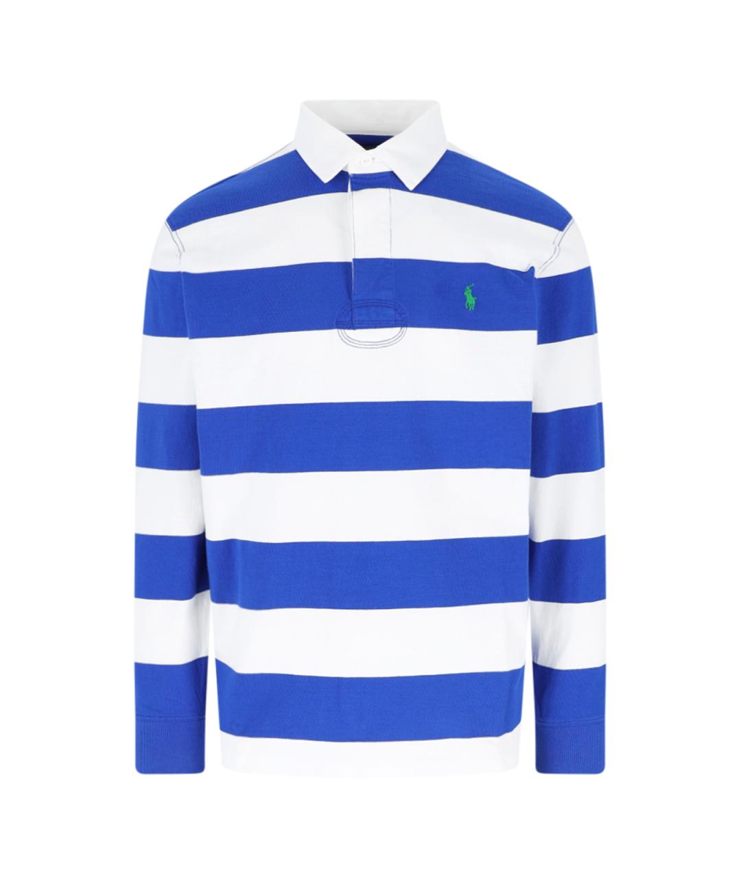 POLO RALPH LAUREN Синее хлопковое поло с длинным рукавом, фото 1