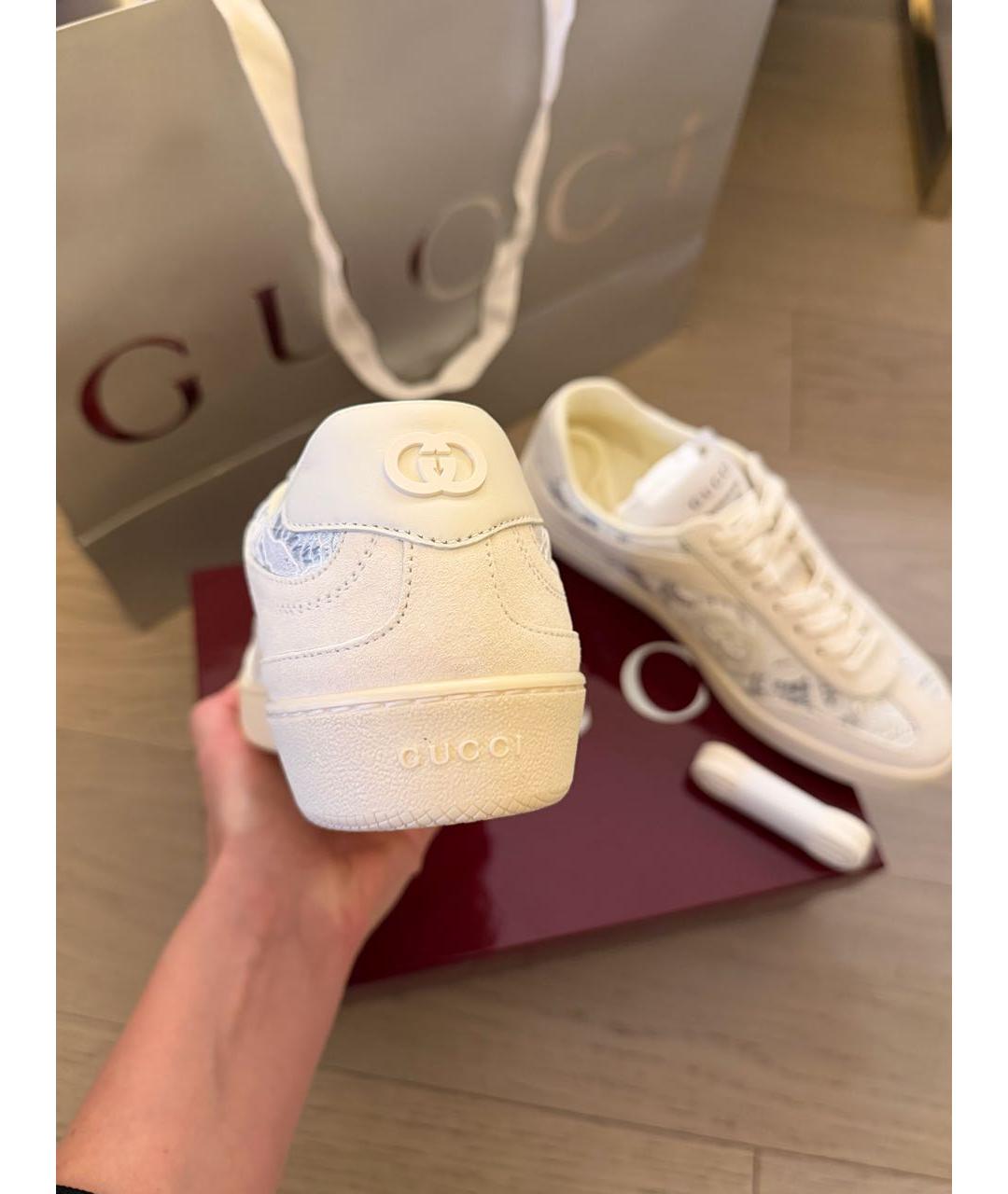 GUCCI Белые текстильные кеды, фото 4