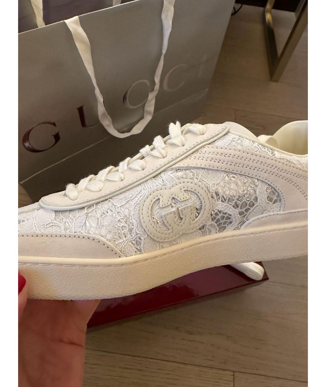 GUCCI Белые текстильные кеды, фото 5