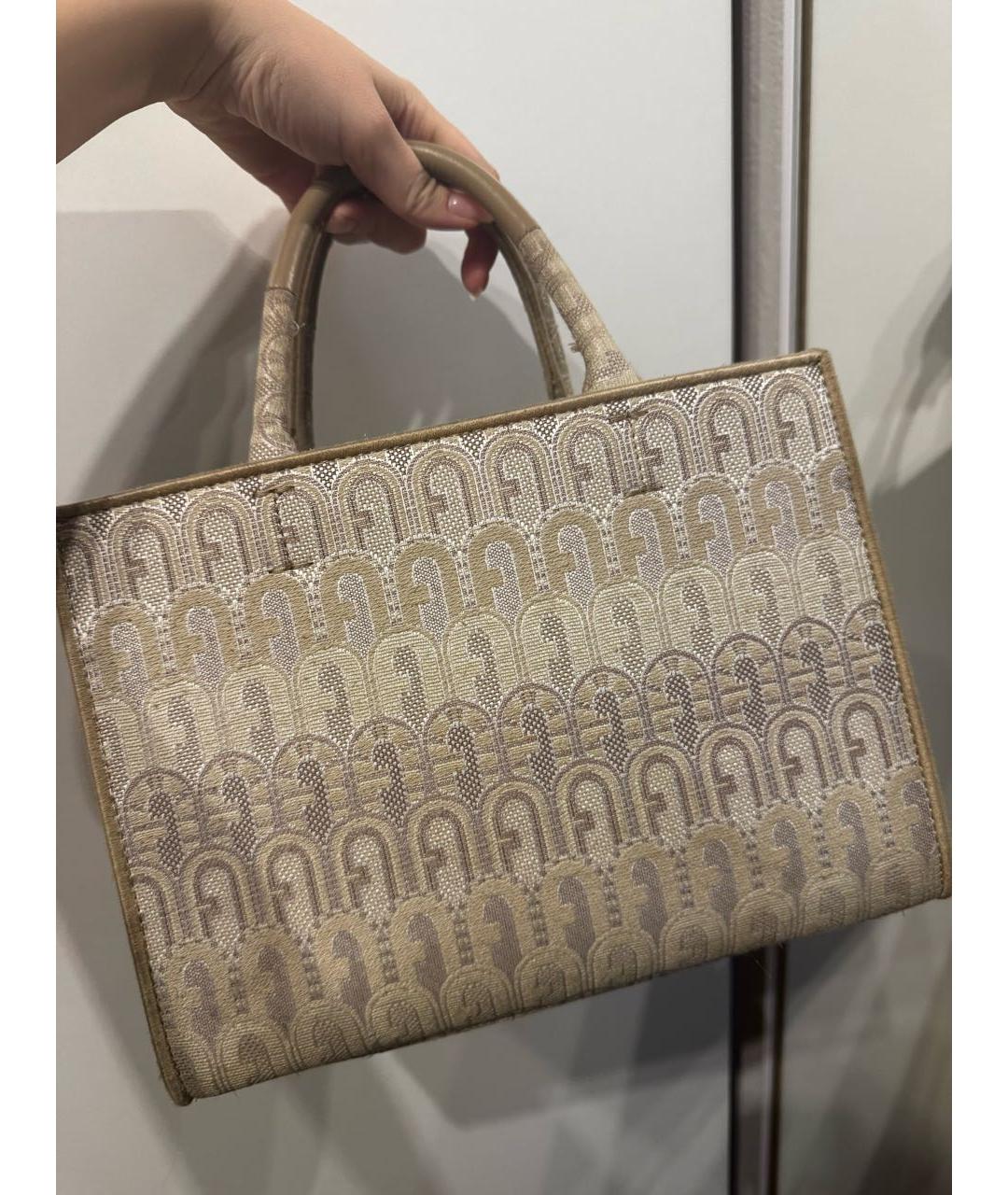 FURLA Бежевая тканевая сумка тоут, фото 5