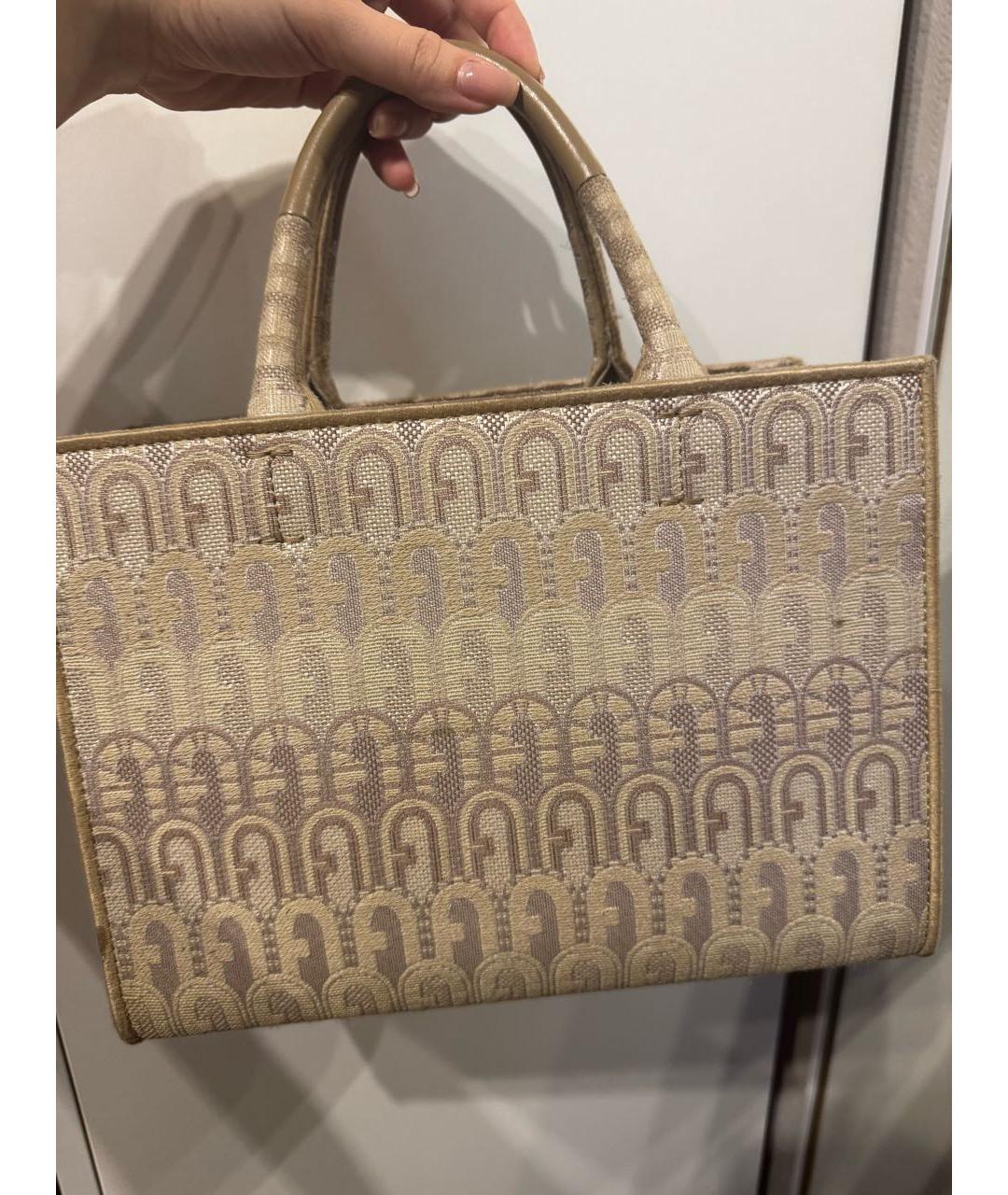 FURLA Бежевая тканевая сумка тоут, фото 2
