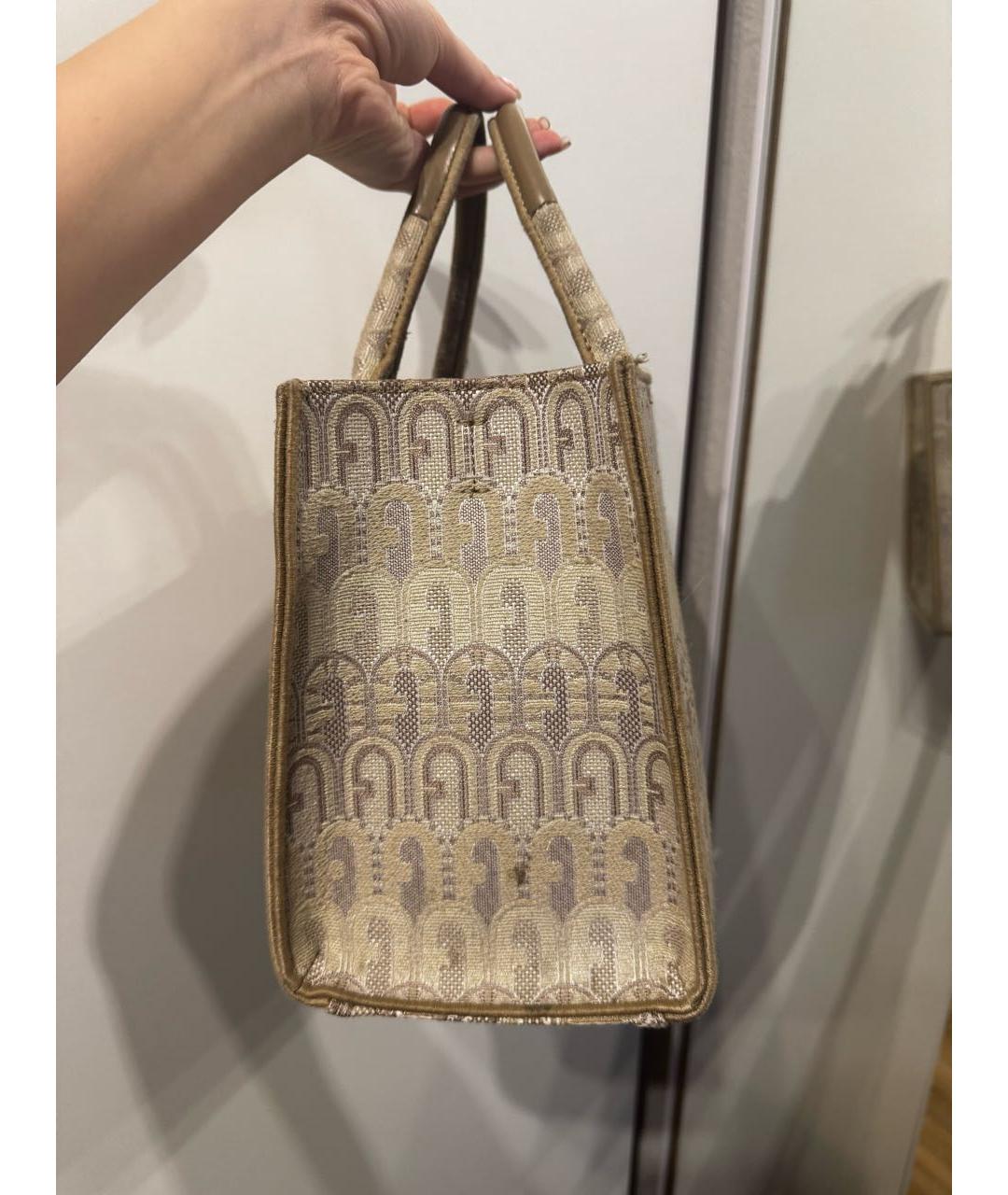 FURLA Бежевая тканевая сумка тоут, фото 3