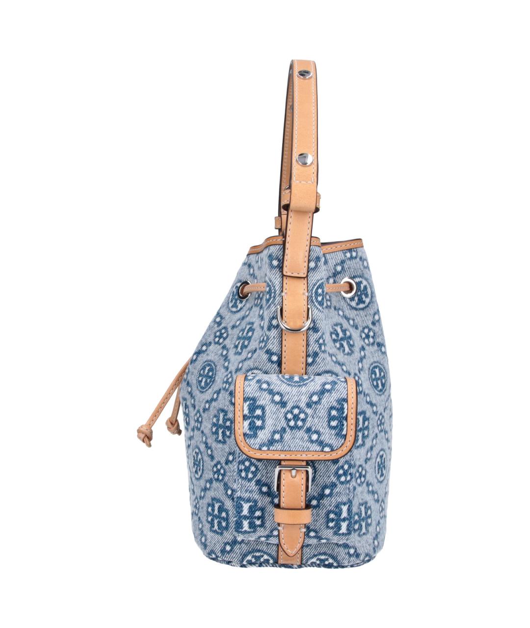 TORY BURCH Синяя хлопковая сумка с короткими ручками, фото 5