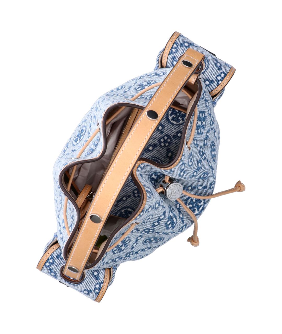 TORY BURCH Синяя хлопковая сумка с короткими ручками, фото 4