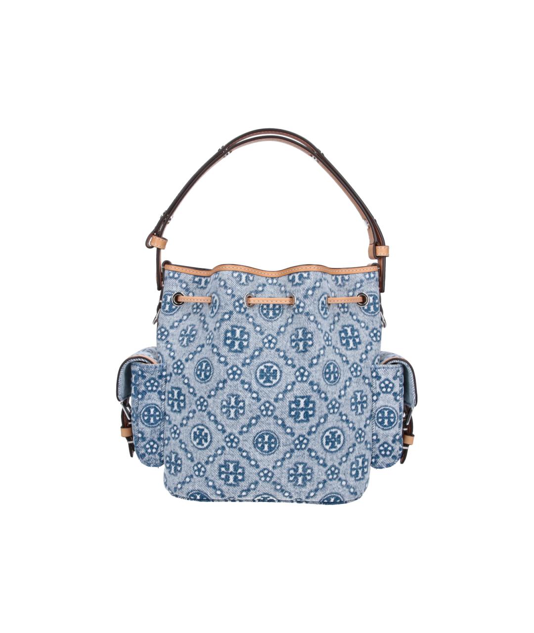 TORY BURCH Синяя хлопковая сумка с короткими ручками, фото 3