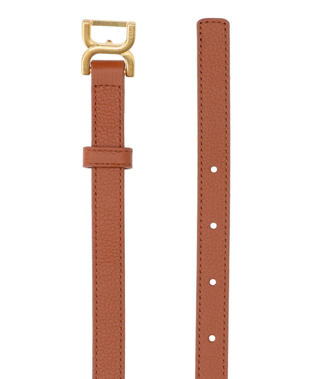 CHLOE Коричневый кожаный ремень, фото 2