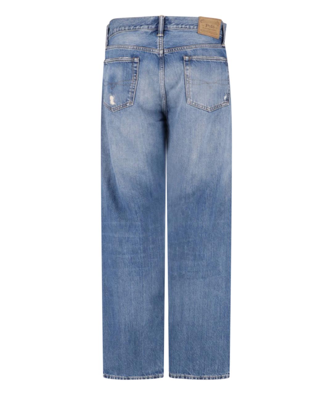 POLO RALPH LAUREN Синие хлопковые прямые джинсы, фото 2