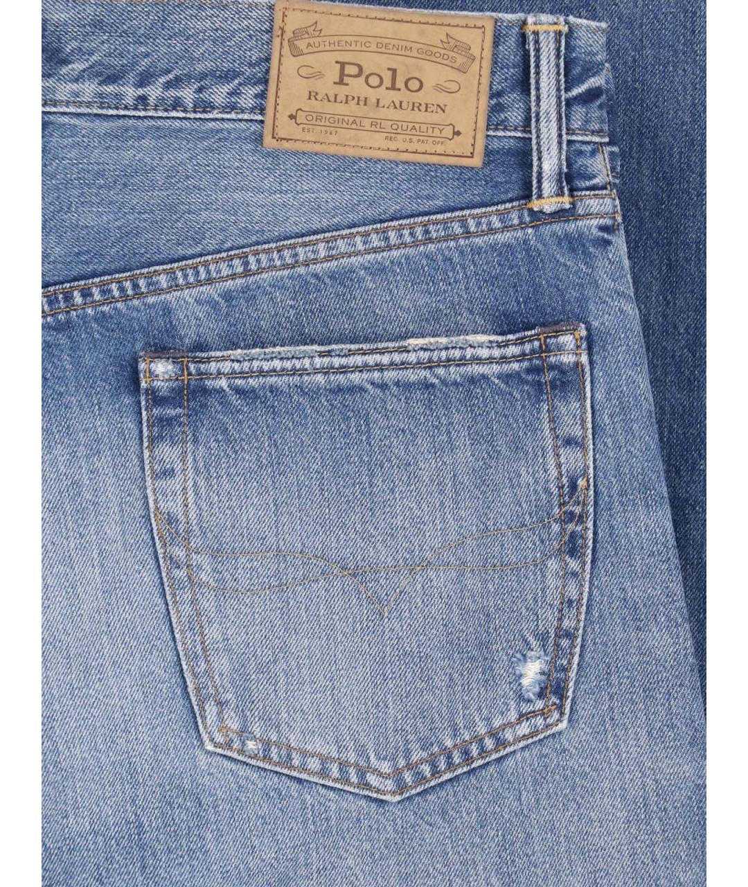 POLO RALPH LAUREN Синие хлопковые прямые джинсы, фото 5