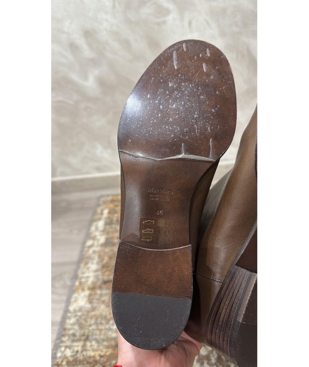 MAX MARA Коричневые кожаные сапоги, фото 7