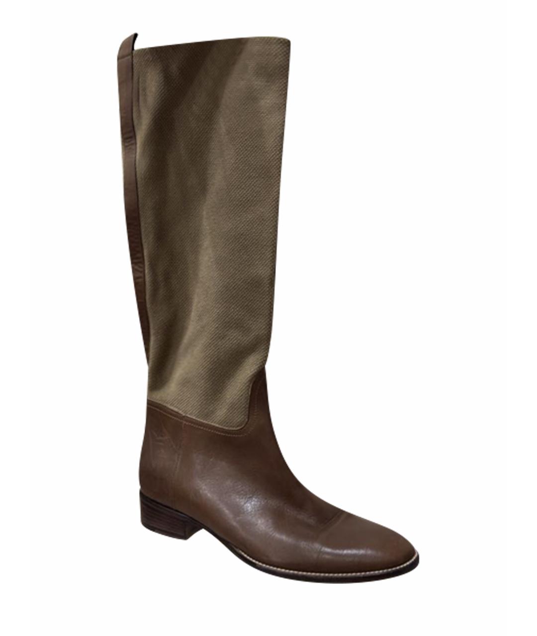 MAX MARA Коричневые кожаные сапоги, фото 1