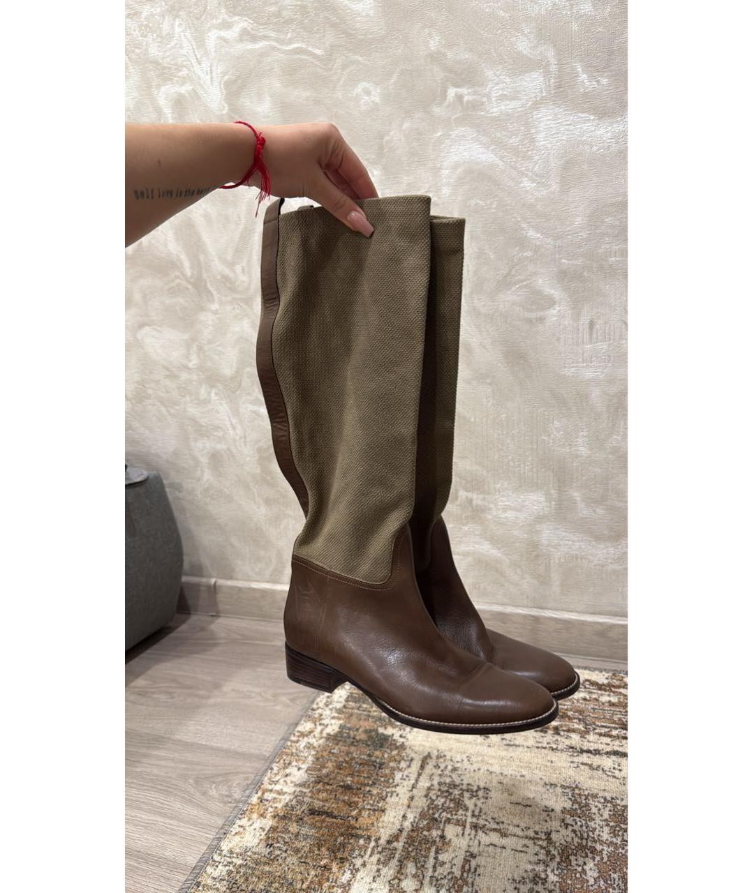 MAX MARA Коричневые кожаные сапоги, фото 9