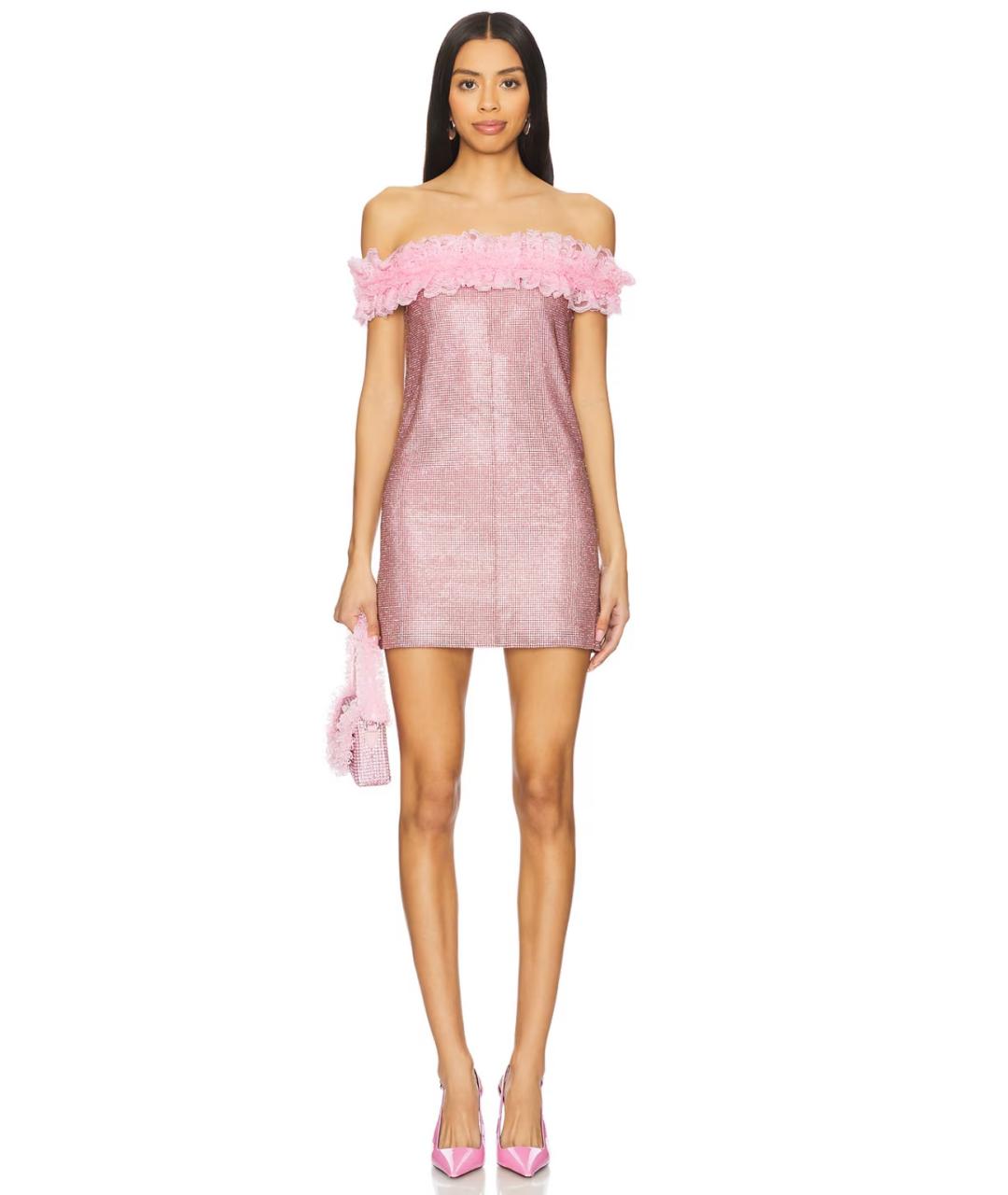 SELF-PORTRAIT Розовое полиэстеровое коктейльное платье, фото 2