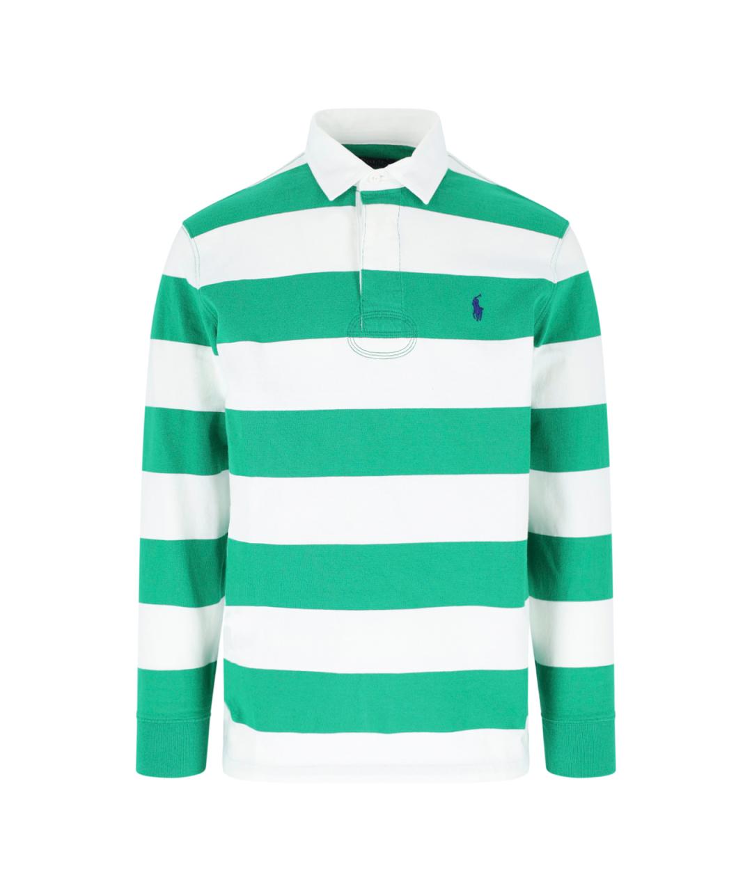 POLO RALPH LAUREN Зеленые хлопковое поло с длинным рукавом, фото 1