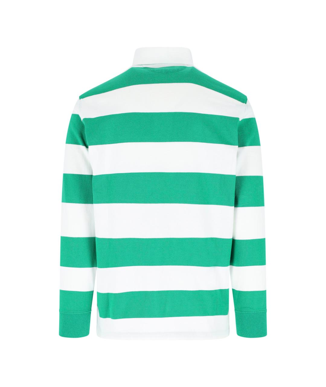 POLO RALPH LAUREN Зеленые хлопковое поло с длинным рукавом, фото 2