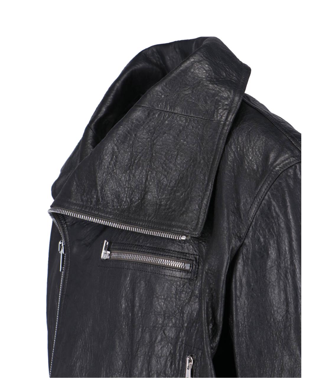 RICK OWENS Черная кожаная куртка, фото 4