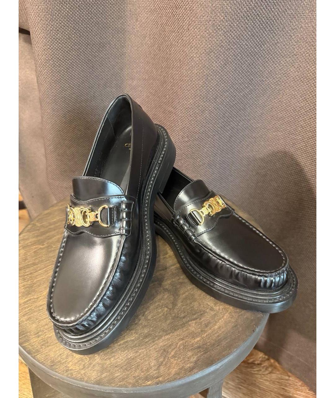 CELINE Черные кожаные лоферы, фото 4