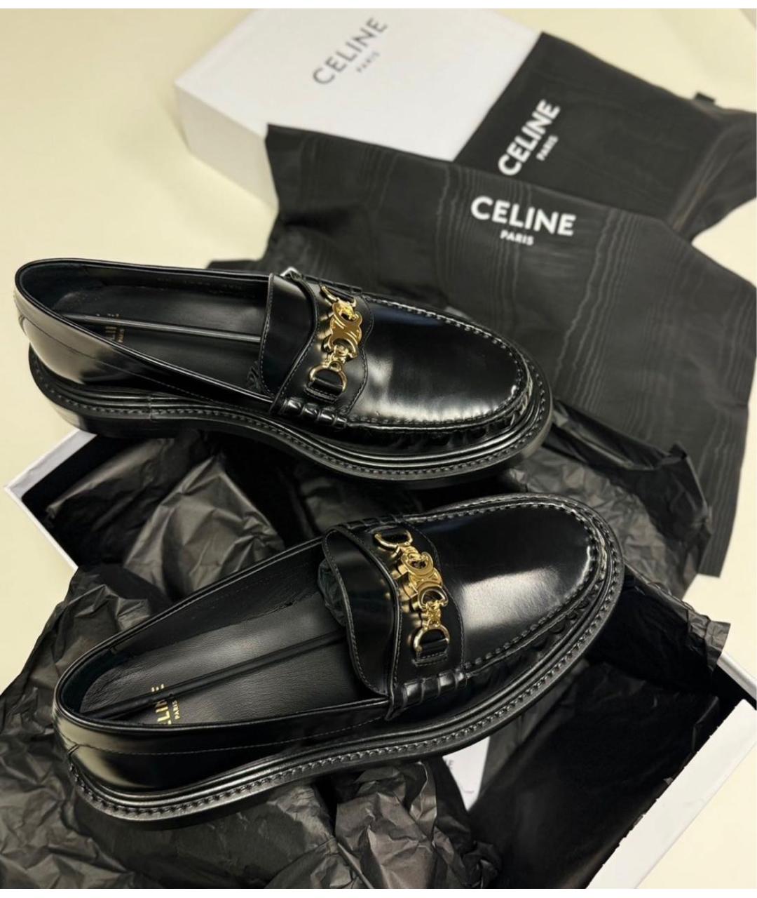 CELINE Черные кожаные лоферы, фото 5