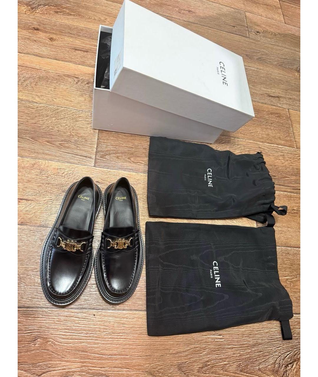 CELINE Черные кожаные лоферы, фото 3