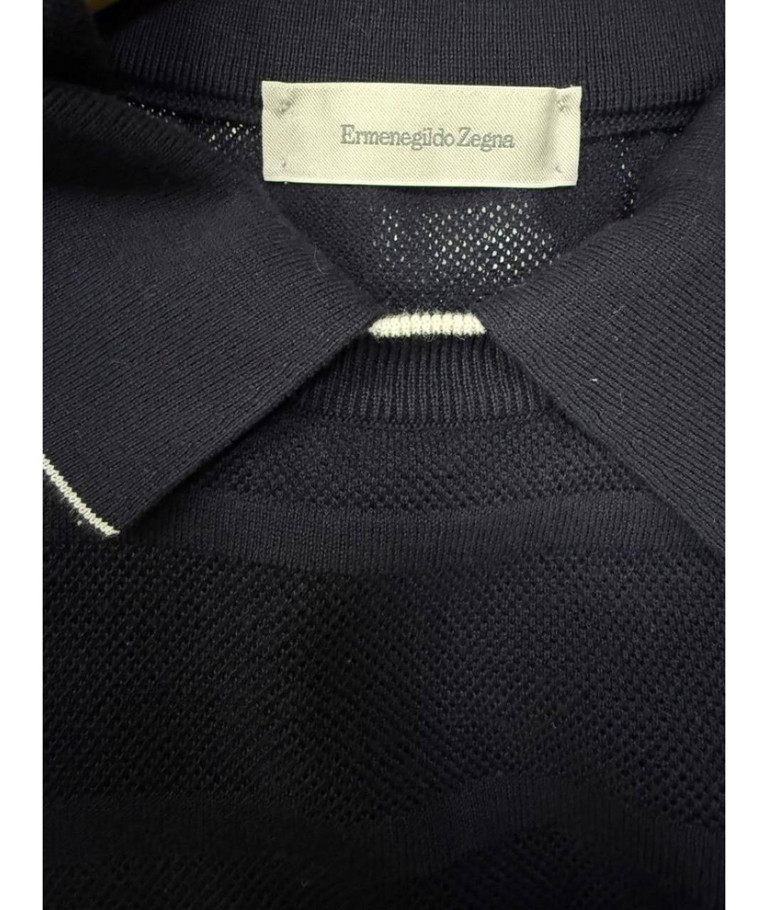 ZEGNA Темно-синее хлопковое поло с длинным рукавом, фото 3