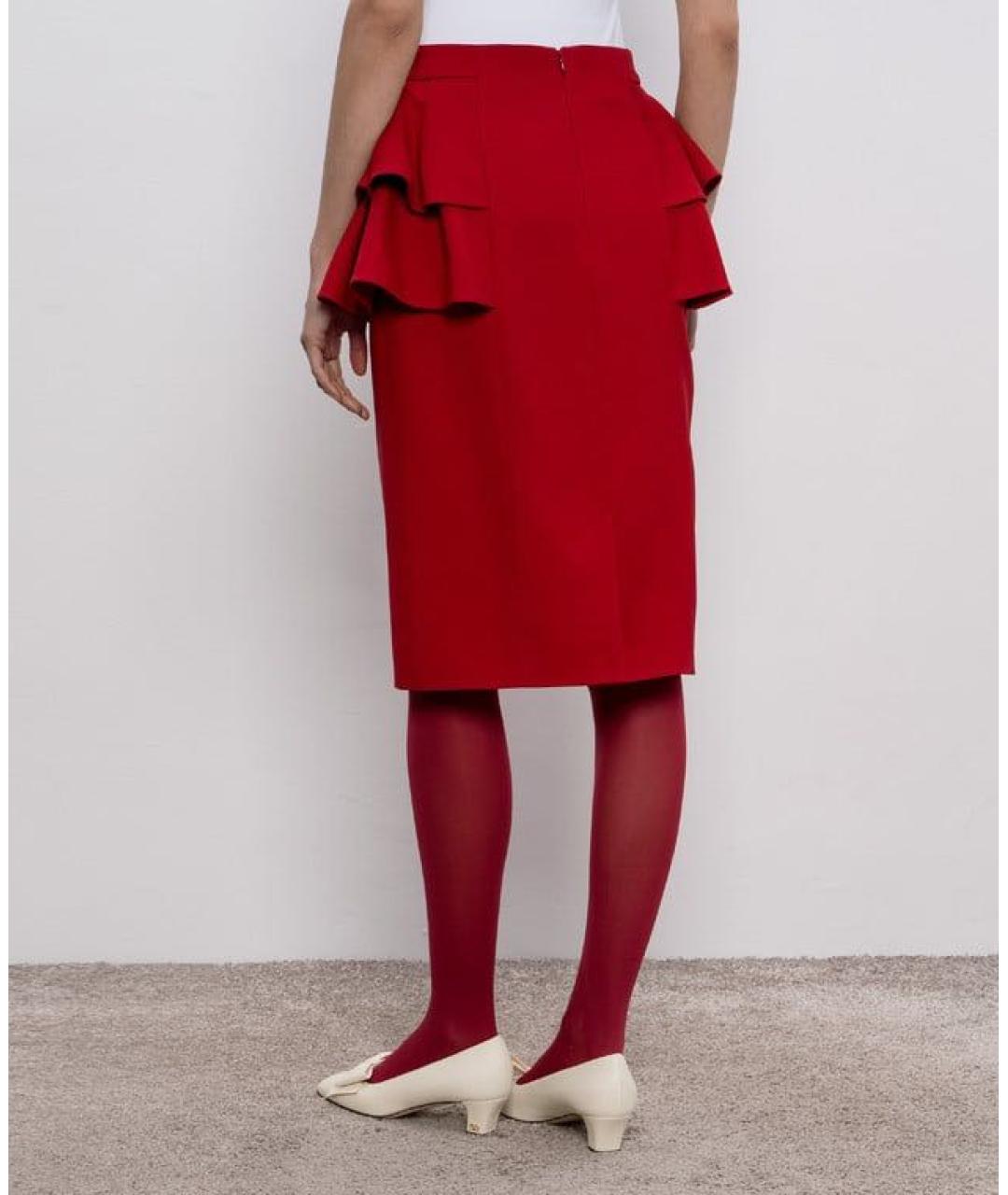 VALENTINO Красная шерстяная юбка миди, фото 4