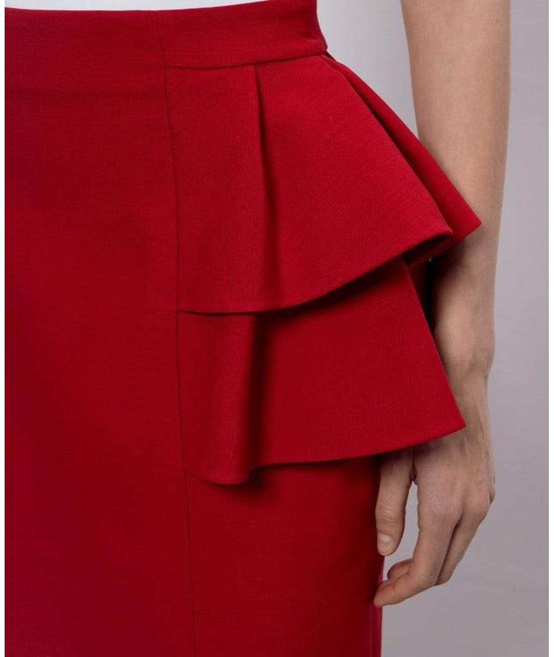 VALENTINO Красная шерстяная юбка миди, фото 5