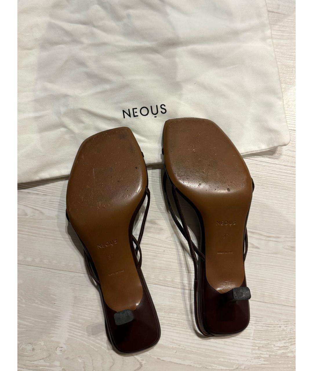 NEOUS Коричневые кожаные босоножки, фото 7