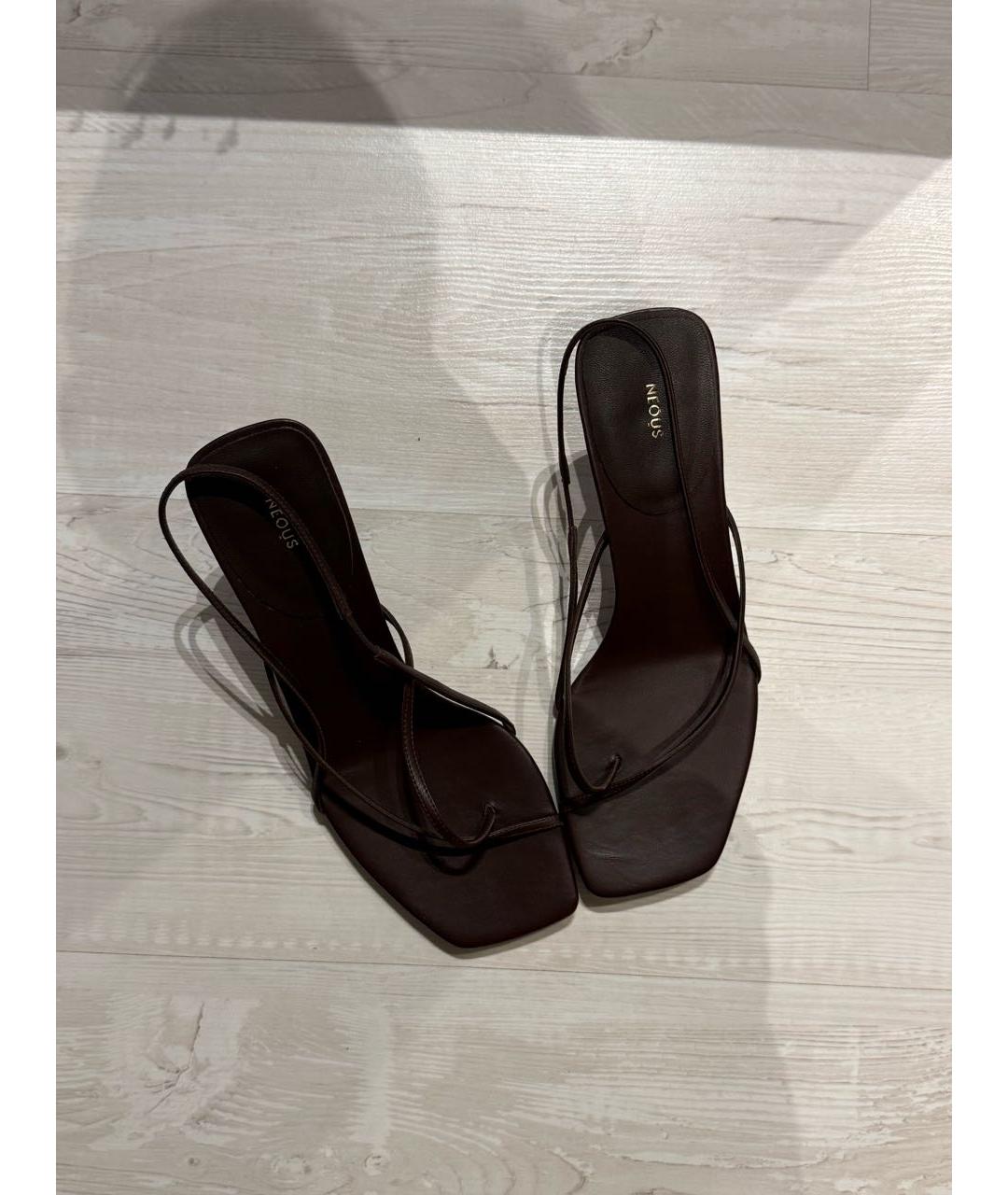 NEOUS Коричневые кожаные босоножки, фото 5