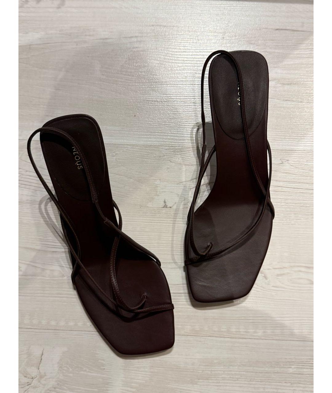 NEOUS Коричневые кожаные босоножки, фото 3