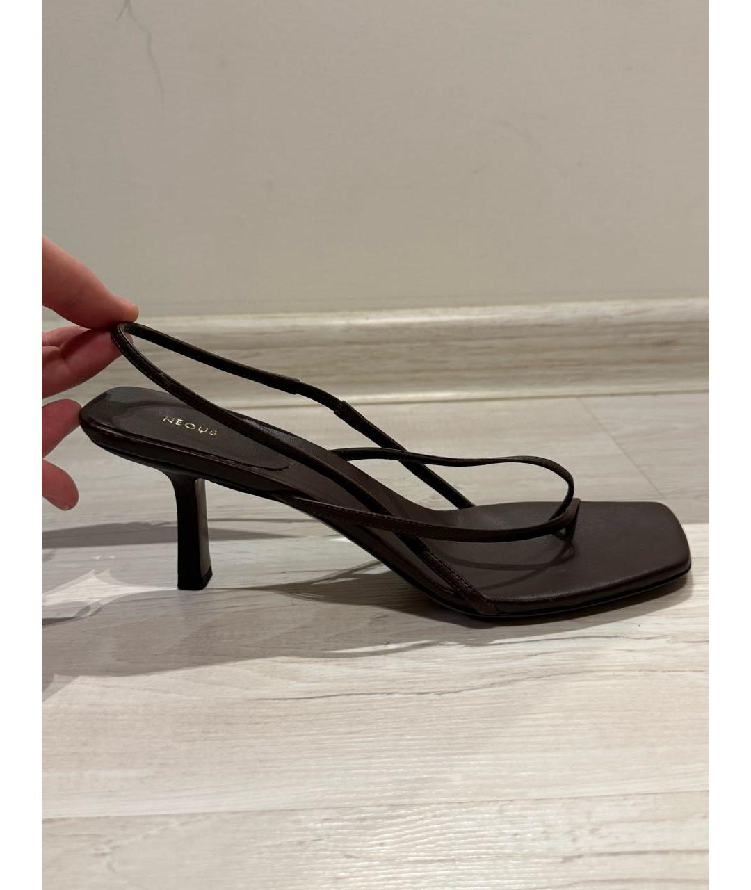 NEOUS Коричневые кожаные босоножки, фото 8