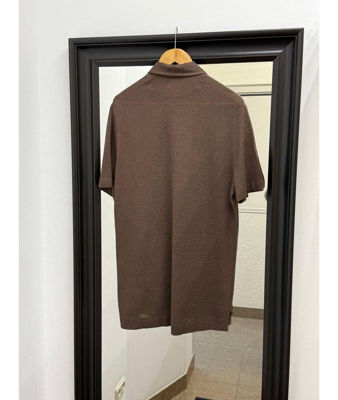 ZEGNA Коричневое поло с коротким рукавом, фото 2