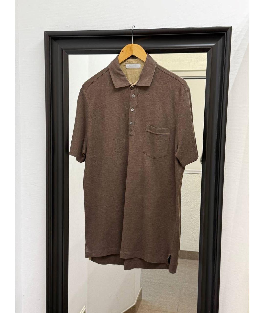 ZEGNA Коричневое поло с коротким рукавом, фото 8