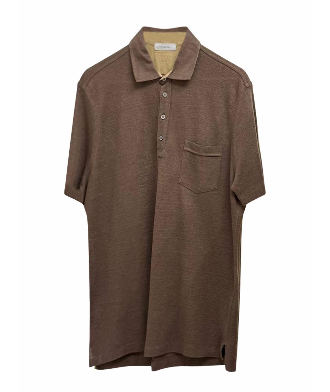 ZEGNA Коричневое поло с коротким рукавом, фото 1